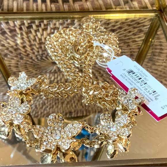 Lilly Pulitzer NECKLACE “Beach Club Blooms” SPARKLING CRYSTAL GOLD FLOWER CHAIN - Picture 8 of 11